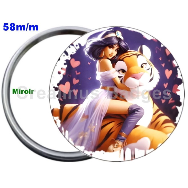 Badge Métal Miroir de 58 m/m avec Motif. (DIVERS).