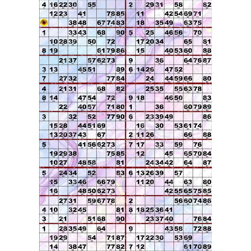 Plaque de 18 cartons de loto sur Papier Photo 260g Plié en 3 (A3+).