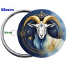Badge Métal Miroir de 58 m/m avec Motif Zodiaque Chinois. (CHEVRE).