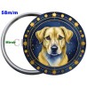 Badge Métal Miroir de 58 m/m avec Motif Zodiaque Chinois. (CHIEN).