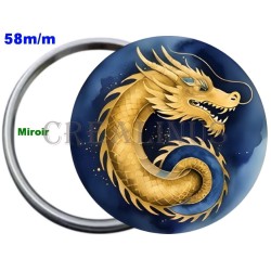 Badge Métal Miroir de 58 m/m avec Motif Zodiaque Chinois. (DRAGON).