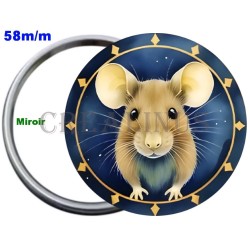 Badge Métal Miroir de 58 m/m avec Motif Zodiaque Chinois. (RAT).