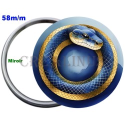 Badge Métal Miroir de 58 m/m avec Motif Zodiaque Chinois. (SERPENT).