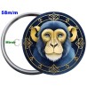 Badge Métal Miroir de 58 m/m avec Motif Zodiaque Chinois. (SINGE).