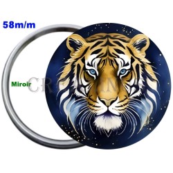 Badge Métal Miroir de 58 m/m avec Motif Zodiaque Chinois. (TIGRE).