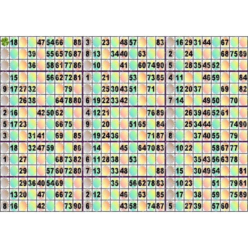 Plaque de 15 cartons de loto plastifié Plié en 3 plis neuf (A3).