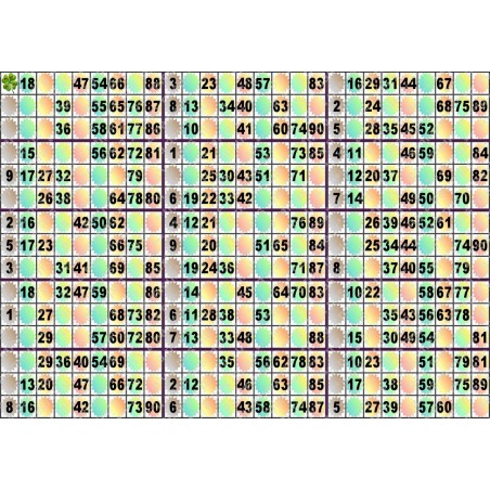 Plaque de 15 cartons de loto plastifié Plié en 3 plis neuf (A3).