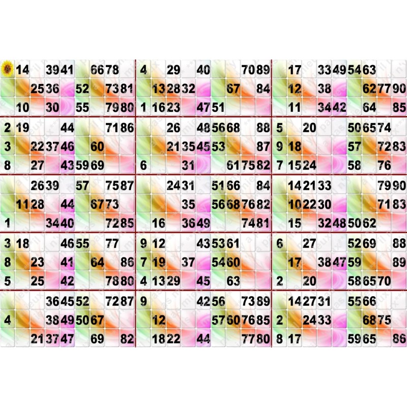 Plaque de 15 cartons de loto plastifié Plié en 3 plis neuf (A3).