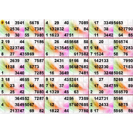 Plaque de 15 cartons de loto plastifié Plié en 3 plis neuf (A3).