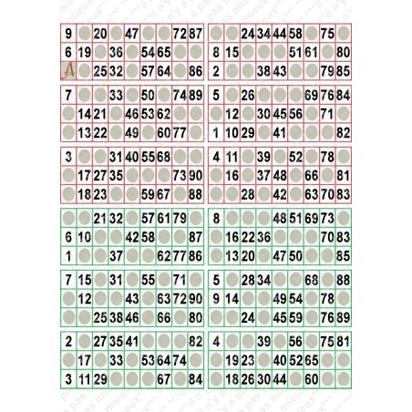 Plaque de 12 cartons de loto plastifié pliable neuf (A3).