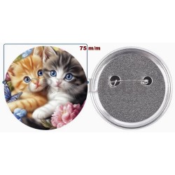 Badge épingle 75 m/m avec Motif.