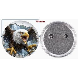 Badge épingle 75 m/m avec Motif.