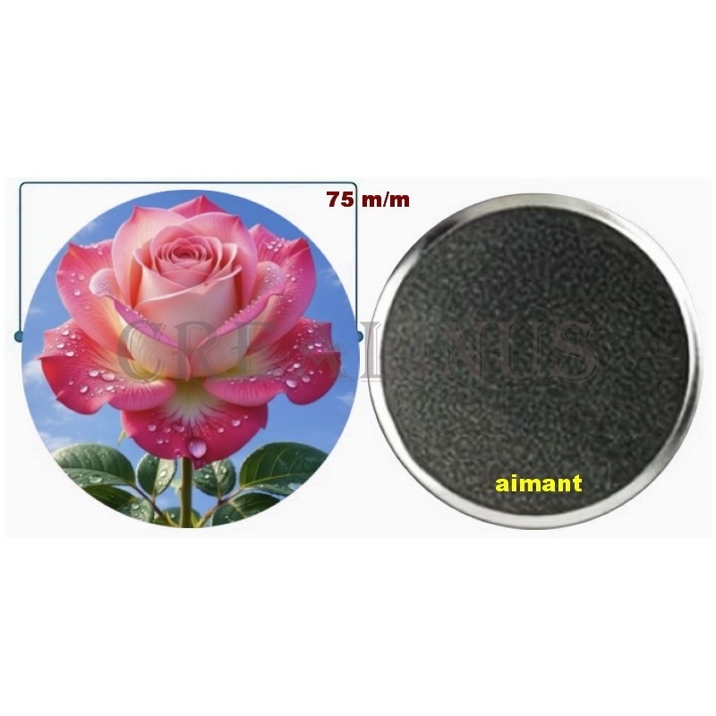 Badge Magnet Aimant 75 m/m avec Motif.
