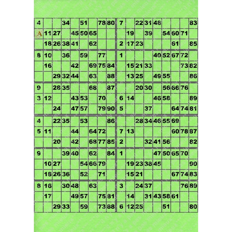 Plaque de 12 cartons de loto plastifié pliable neuf (A3).