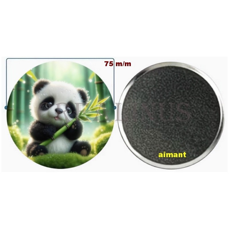 Badge Magnet Aimant 75 m/m avec Motif.