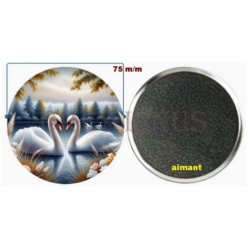 Badge Magnet Aimant 75 m/m avec Motif.