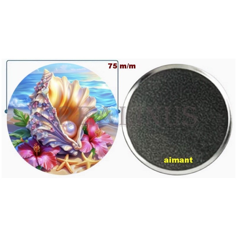 Badge Magnet Aimant 75 m/m avec Motif.