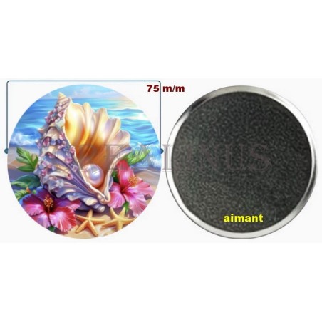 Badge Magnet Aimant 75 m/m avec Motif.