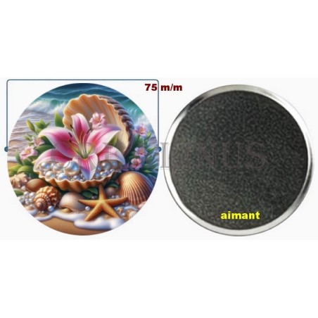 Badge Magnet Aimant 75 m/m avec Motif.