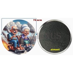 Badge Magnet Aimant 75 m/m avec Motif.