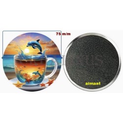 Badge Magnet Aimant 75 m/m avec Motif.