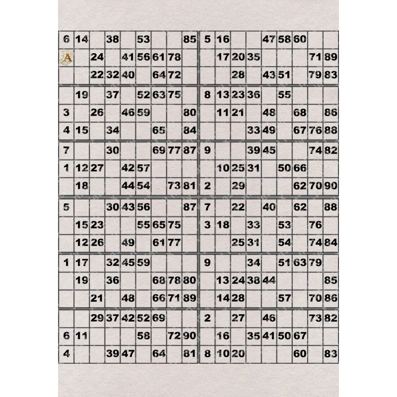 Plaque de 12 cartons de loto plastifié pliable neuf (A3).