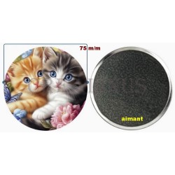 Badge Magnet Aimant 75 m/m avec Motif.