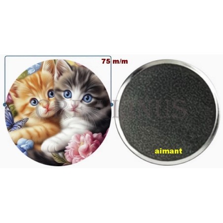 Badge Magnet Aimant 75 m/m avec Motif.