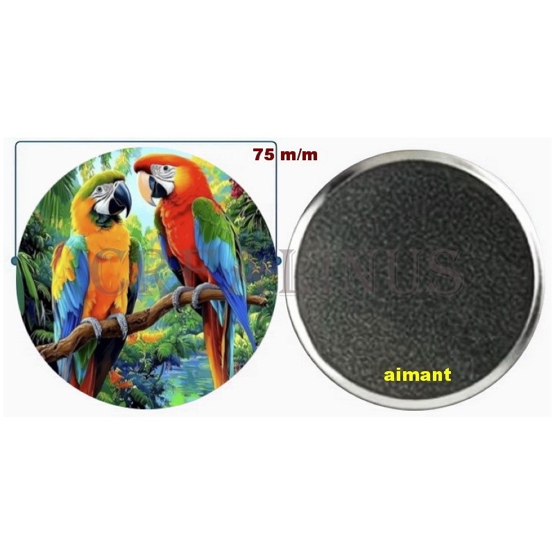 Badge Magnet Aimant 75 m/m avec Motif.
