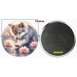 Badge Magnet Aimant 75 m/m avec Motif.