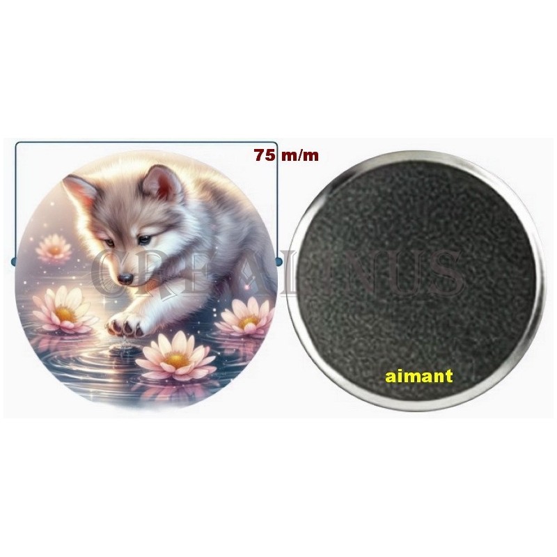 Badge Magnet Aimant 75 m/m avec Motif.