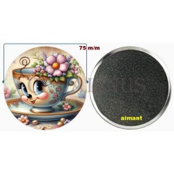 Badge Magnet Aimant 75 m/m avec Motif.