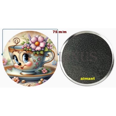 Badge Magnet Aimant 75 m/m avec Motif.