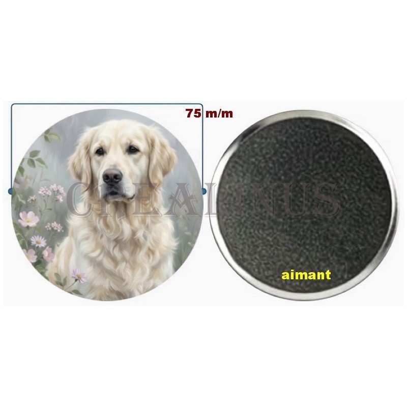Badge Magnet Aimant 75 m/m avec Motif.