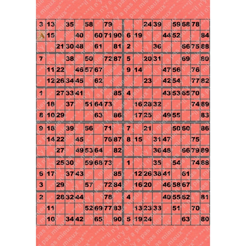 Plaque de 12 cartons de loto plastifié pliable neuf (A3).