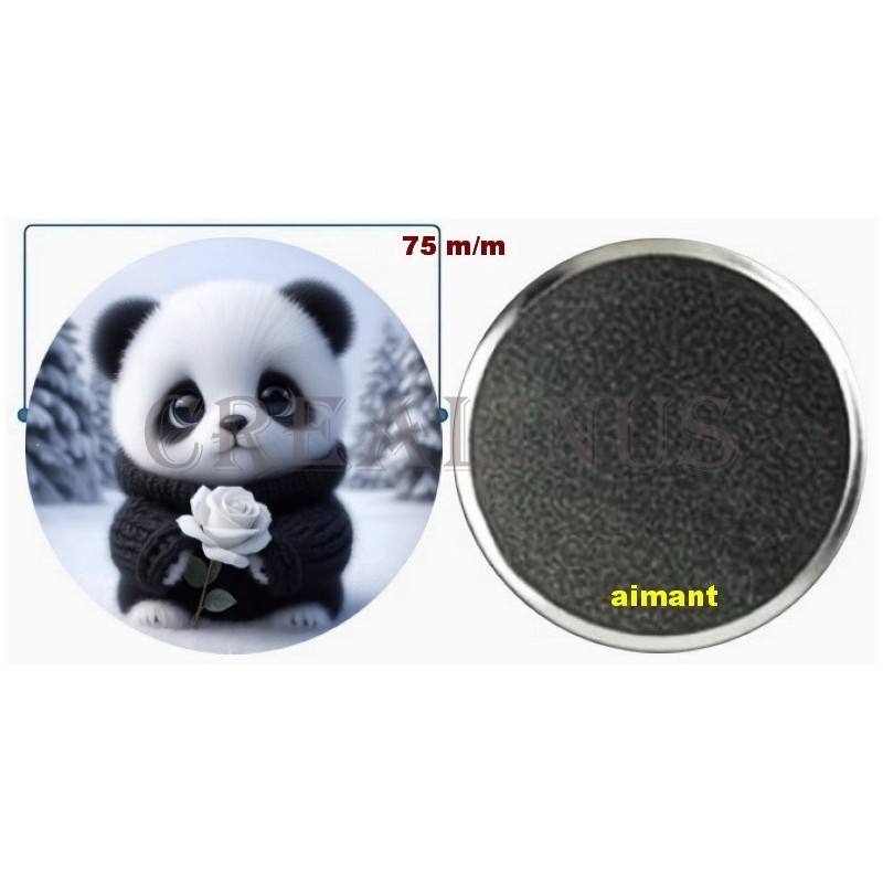 Badge Magnet Aimant 75 m/m avec Motif.