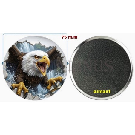 Badge Magnet Aimant 75 m/m avec Motif.