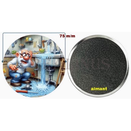 Badge Magnet Aimant 75 m/m avec Motif.