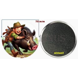 Badge Magnet Aimant 75 m/m avec Motif.