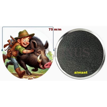 Badge Magnet Aimant 75 m/m avec Motif.