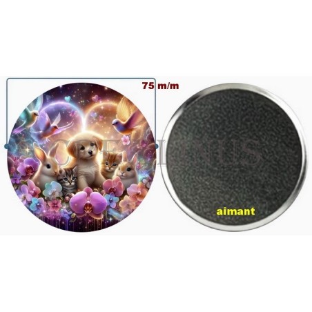 Badge Magnet Aimant 75 m/m avec Motif.