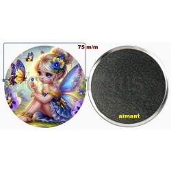 Badge Magnet Aimant 75 m/m avec Motif.