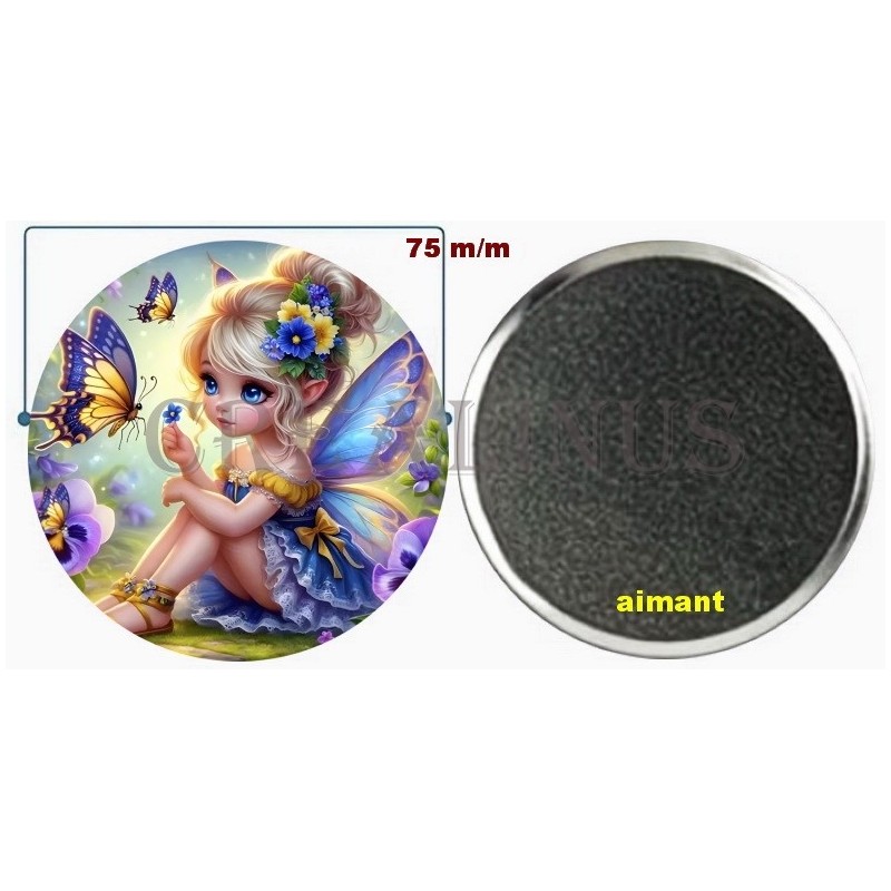 Badge Magnet Aimant 75 m/m avec Motif.