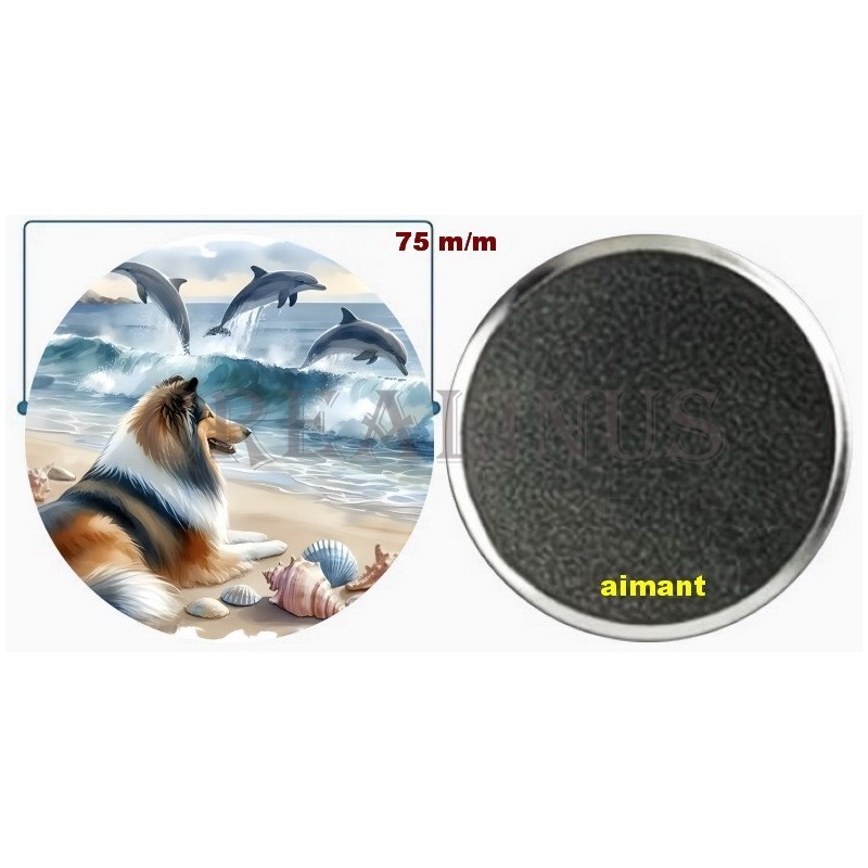 Badge Magnet Aimant 75 m/m avec Motif.