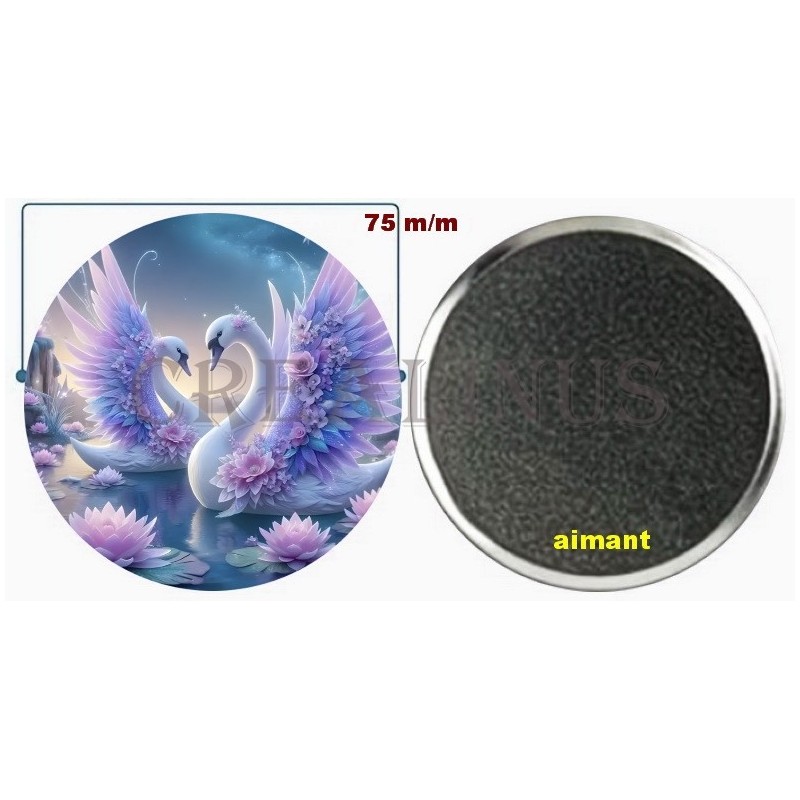 Badge Magnet Aimant 75 m/m avec Motif.