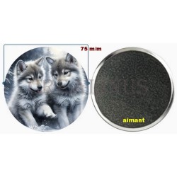Badge Magnet Aimant 75 m/m avec Motif.
