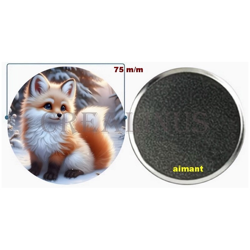 Badge Magnet Aimant 75 m/m avec Motif.