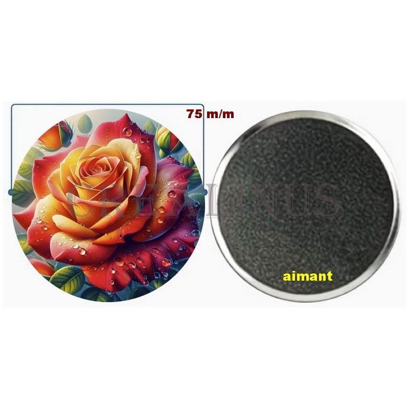 Badge Magnet Aimant 75 m/m avec Motif.