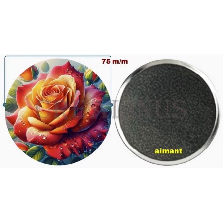 Badge Magnet Aimant 75 m/m avec Motif.