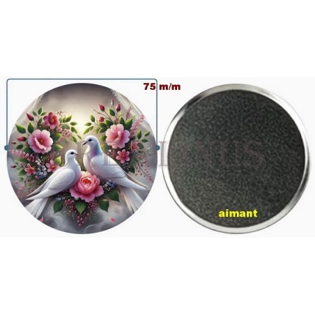 Badge Magnet Aimant 75 m/m avec Motif.